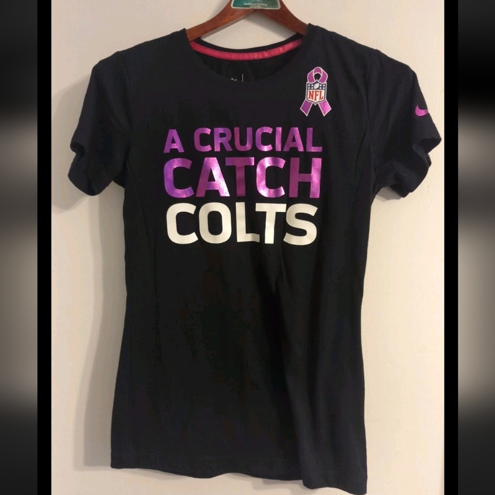 NFL Colts A Crucial Catch Nike T-Shirt with Pink and White Accents